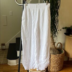 Abercrombie & Fitch White Linen Elastic Waist Wide Leg Pants XS